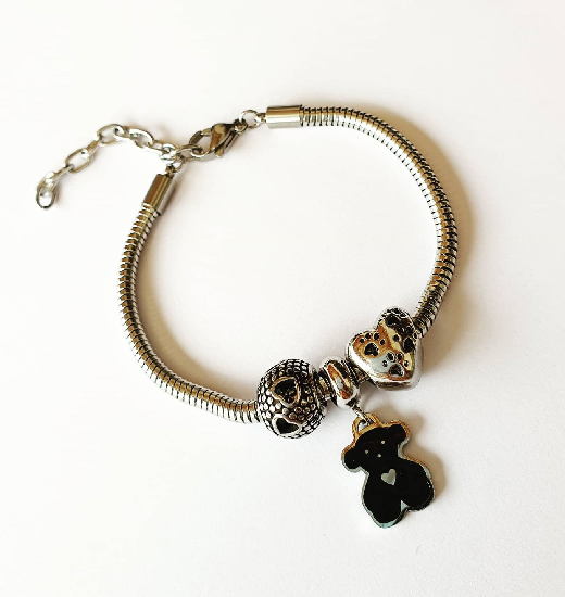 pulsera oso negro acero1