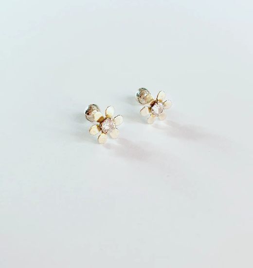 Aretes Reversibles Flor Brillante2